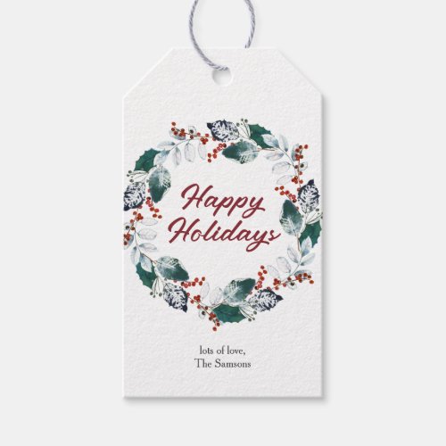 Holly Wreath Christmas Tag