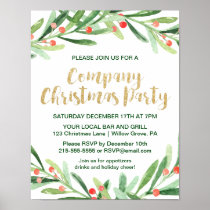Holly Wreath Company Christmas Party Invitation Poster