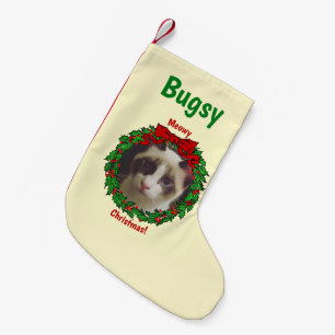 Holly Wreath Frame Meowy Christmas Add a Cat Photo Small Christmas Stocking