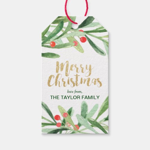 Holly Wreath Merry Christmas Gift Tags