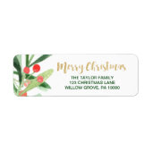 Holly Wreath Merry Christmas Label (Front)