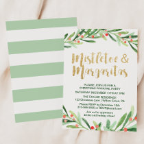 Holly Wreath Mistletoe & Margaritas Cocktail Party Invitation