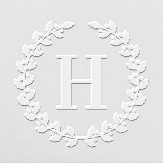 Holly Wreath Personalized Christmas Initial Embosser