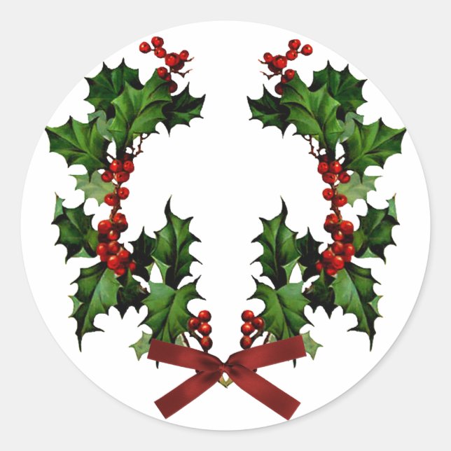 Holly Wreath Sticker (Front)