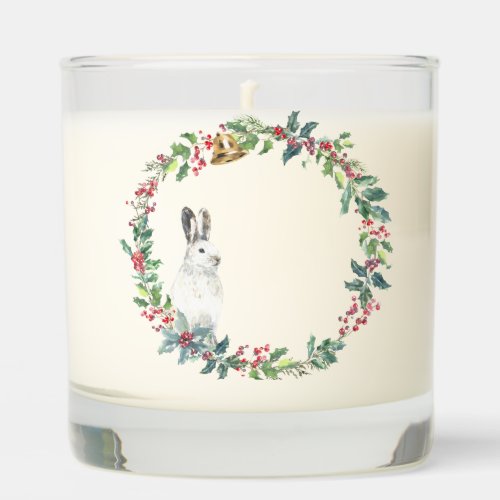 Holly Wreath with a Hare _ Elegant Christmas  Scented Candle