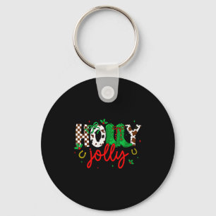 Holly Xmas Jolly Coquette Christmas Western Cowboy Keychain