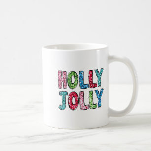Holly Xmas Jolly Vibes Groovy Retro Hipe Christmas Coffee Mug