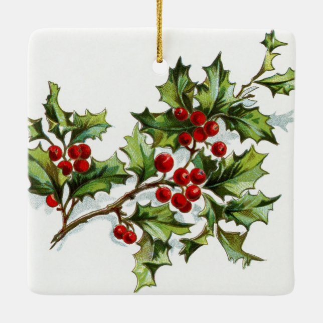 HollyBerries20150801 Ceramic Ornament (Back)