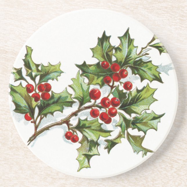 HollyBerries20150801 Sandstone Coaster (Front)