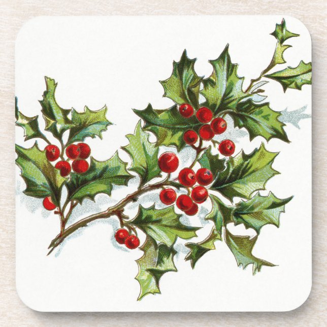HollyBerries 001 Beverage Coaster (Front)