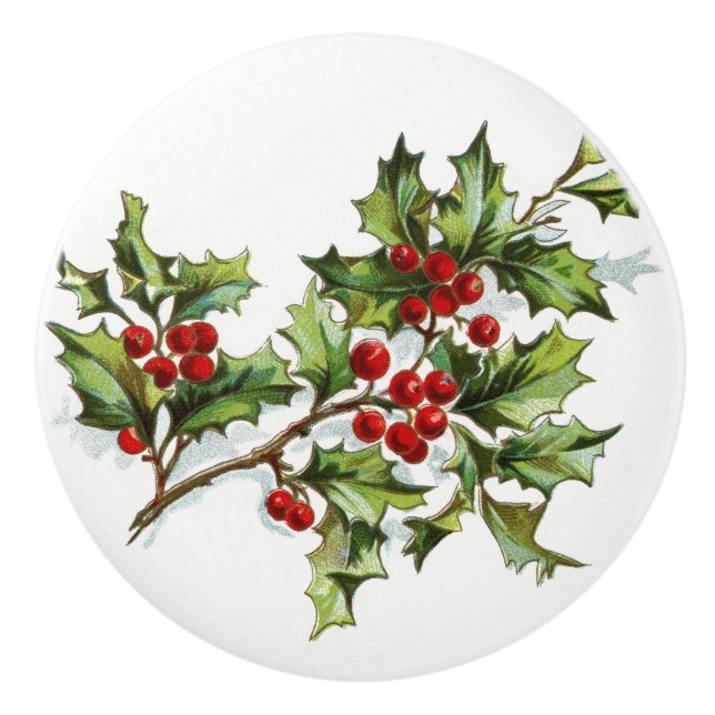 HollyBerries 001 Ceramic Knob (Front)