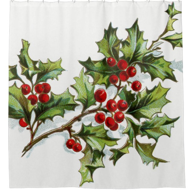HollyBerries 001 Shower Curtain (Front)