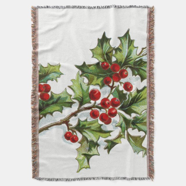 HollyBerries_001 Throw Blanket (Front Vertical)