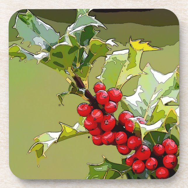 HollyBerries 005 Beverage Coaster (Front)