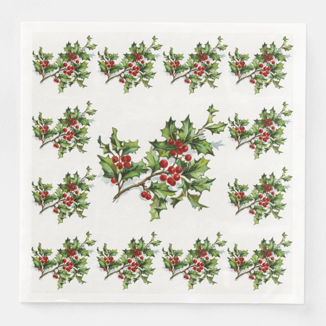 HollyBerries 014 Paper Dinner Napkins (Front)