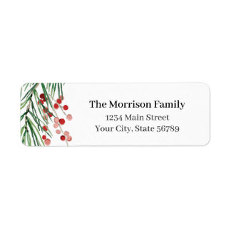 Hollyberry Christmas Red & Green Address Label
