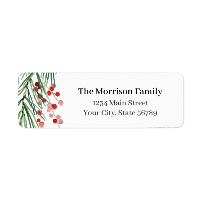 Hollyberry Christmas Red & Green Address Label (Front)