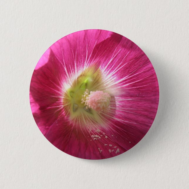 Hollyhock Deep Pink Button (Front)
