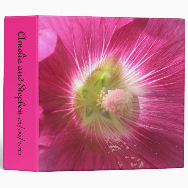 Hollyhock Deep Pink Custom Wedding Album Binder (Front/Spine)