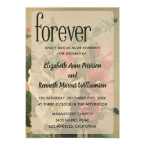 Hollyhock Floral Flower Vintage Wedding Forever Invitation