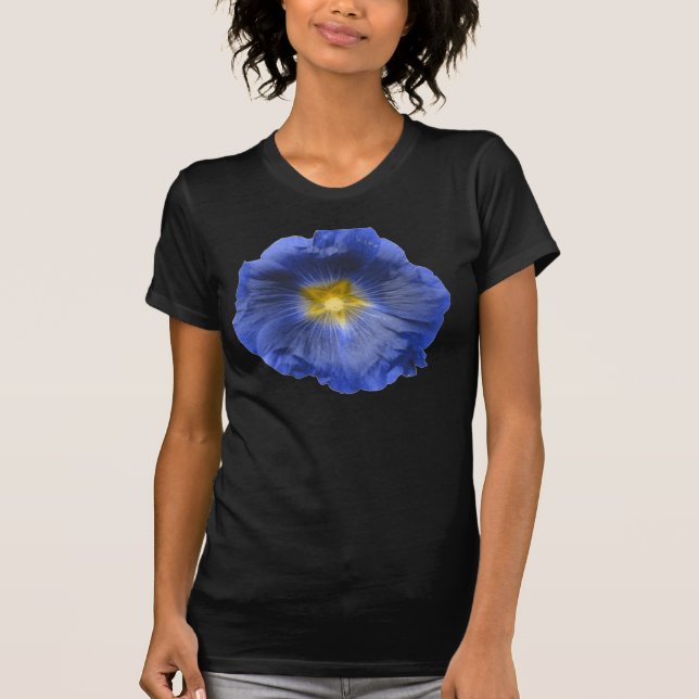 Hollyhock Flower Beautiful Blue Ladies T Shirt (Front)
