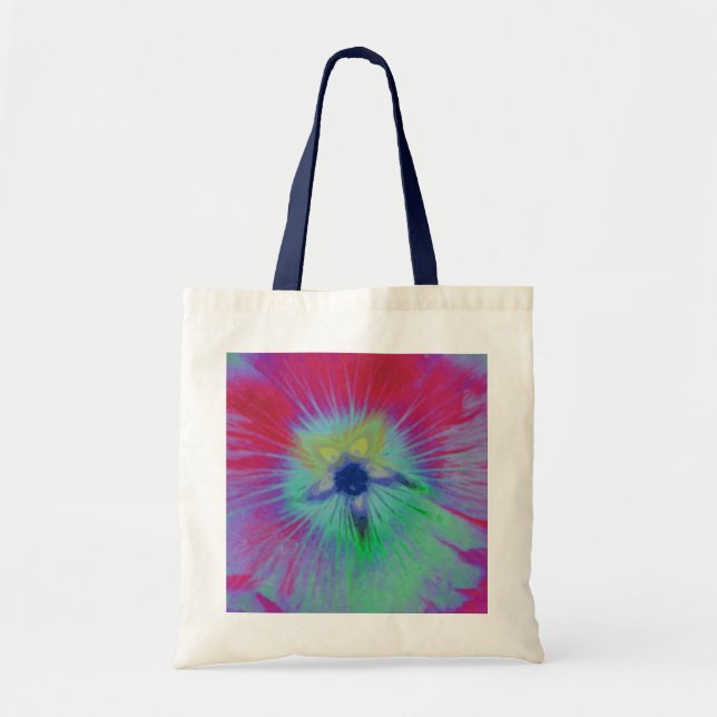 Hollyhock Flower Bright lights Budget Tote Bag (Front)