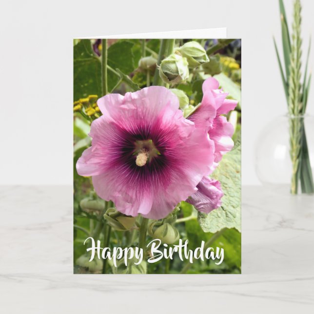 HOLLYHOCK FLOWER CARD (Front)