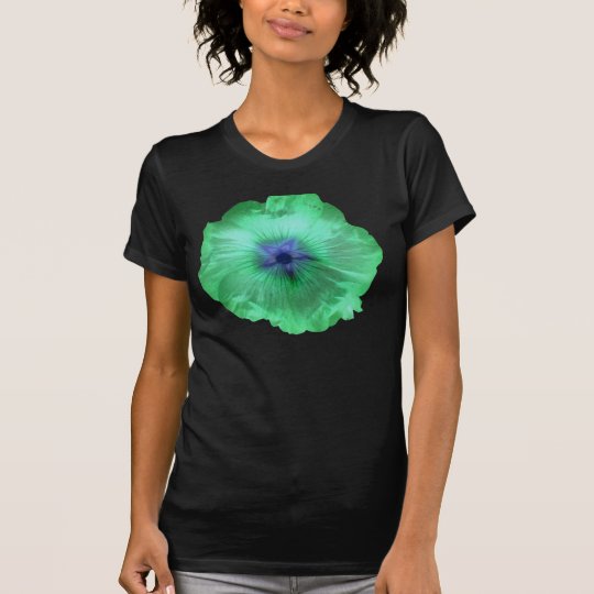 Hollyhock Flower Glowing Green Ladies T Shirt
