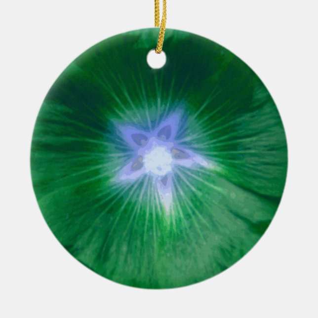 Hollyhock Flower Gorgeous Green Custom Birthday Ceramic Ornament (Front)