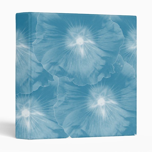Hollyhock Flower Icy Blue Avery Binder (Front/Spine)