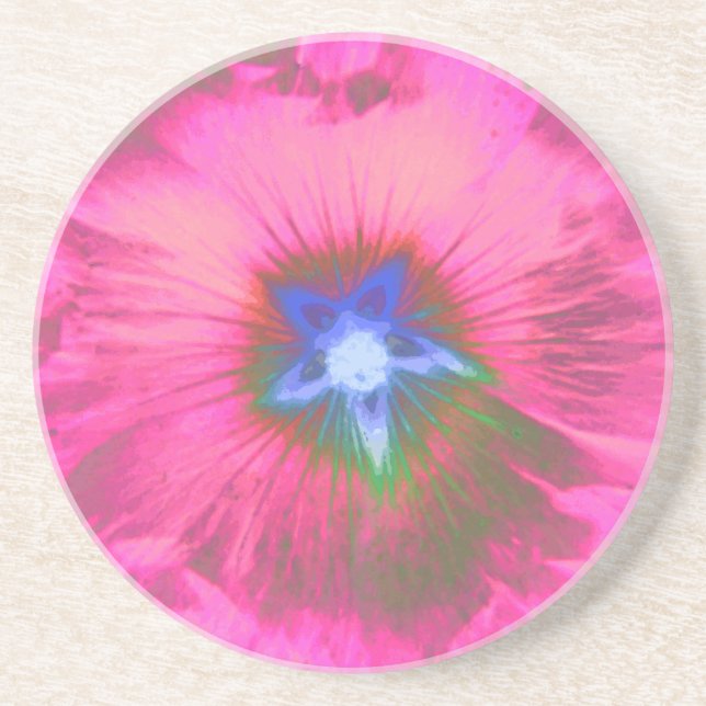 Hollyhock Flower Pink Velvet  Coasters (Front)