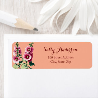 Hollyhock Flower Return Address Label