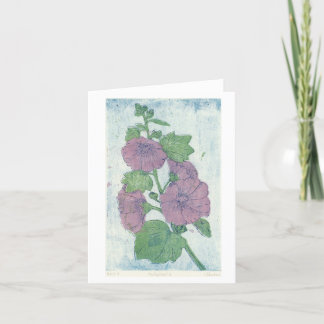 Hollyhock Intaglio + Japanese Woodblock Print Card