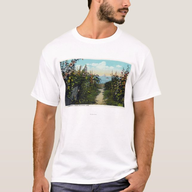 Hollyhock Lane View of the Harbor T-Shirt (Front)