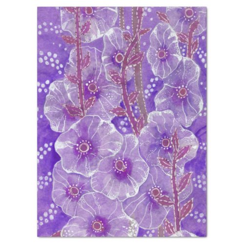 Hollyhock Mallow Malva Purpe Violet Flower Floral Tissue Paper