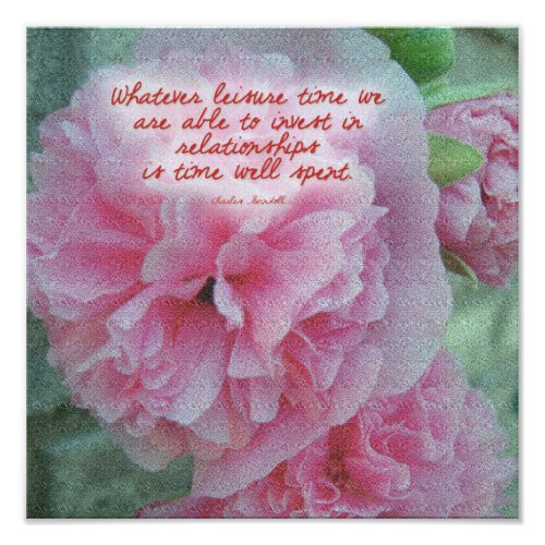 Hollyhock Pink Flowers Quote Photo Print