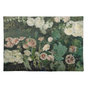 Hollyhock Rose Flowers (by Marià Fortuny) Cloth Placemat