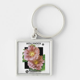 Hollyhock Vintage Seed Packet Keychain