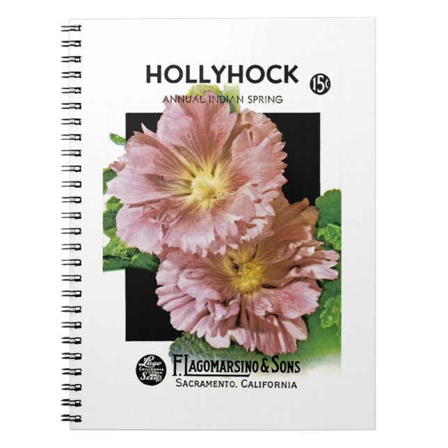 Hollyhock Vintage Seed Packet Notebook (Front)