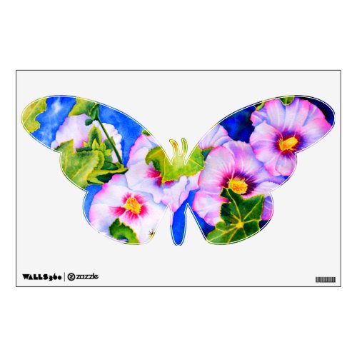 Hollyhocks and butterflys wall sticker