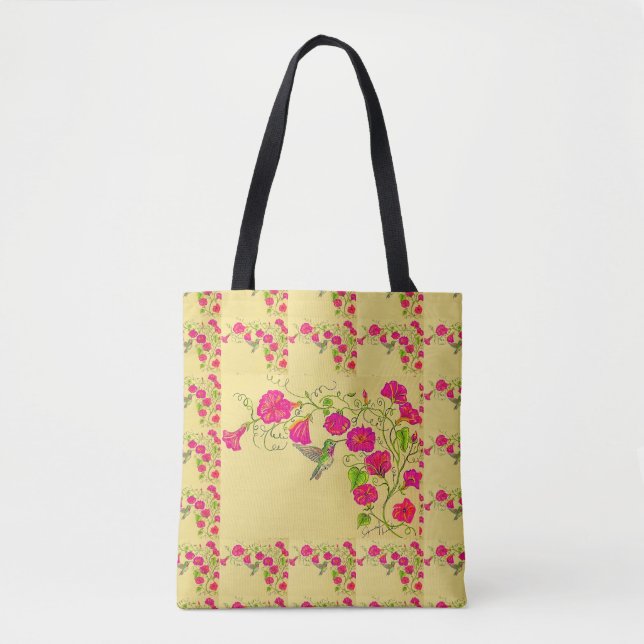 Hollyhocks and Hummingbirds Bag (Front)