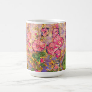hollyhocks blooming coffee mug