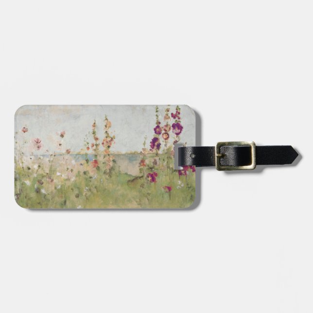 Hollyhocks by the Sea Luggage Tag (Front Horizontal)