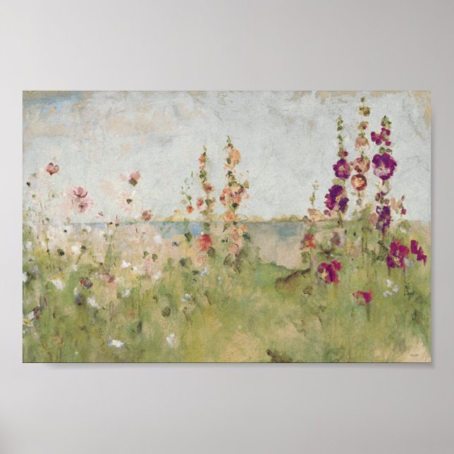 Hollyhocks by the Sea Poster (Front)