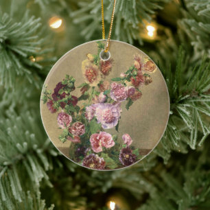 Hollyhocks Ceramic Ornament