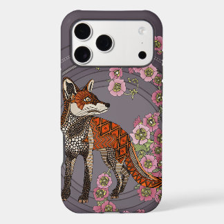 hollyhocks fox eggplant pink iPhone 17 pro max case