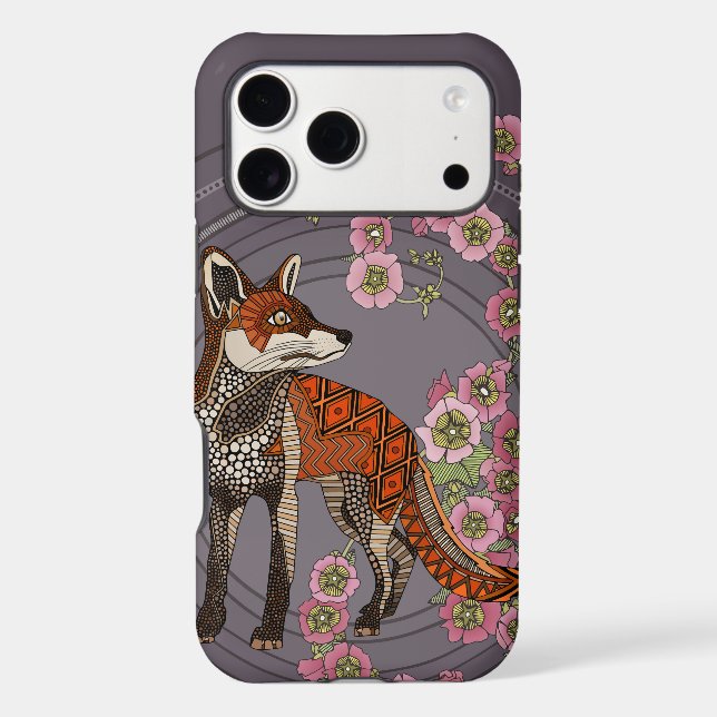 hollyhocks fox eggplant pink Case-Mate iPhone case (Back)