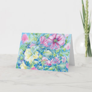 Hollyhocks III Blank NoteCard