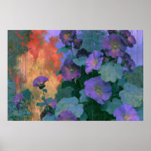 Hollyhocks in Violet Bold Impressionism
