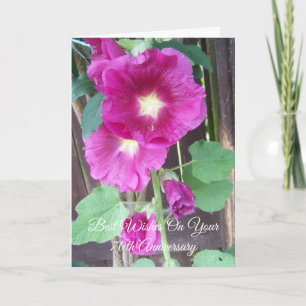 Hollyhocks Personalised 70th Wedding Anniversary Card